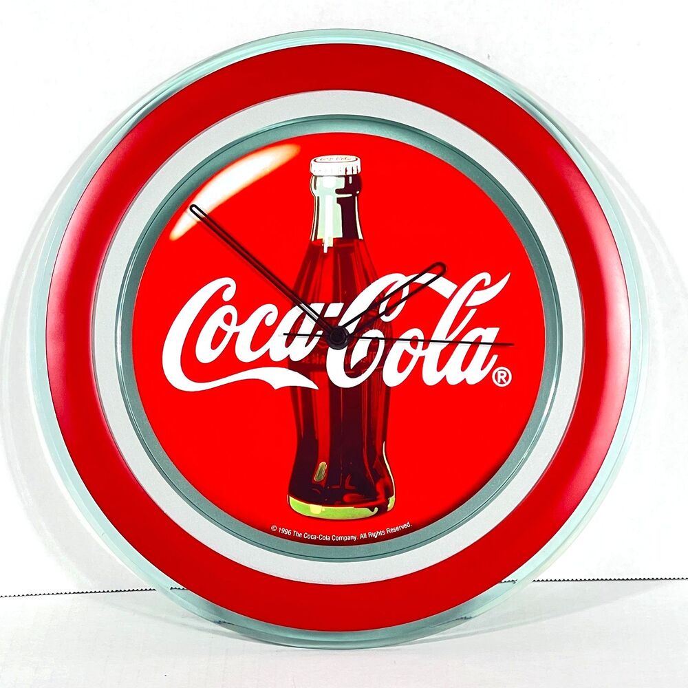 Coca Cola Wall Clock -Bottle, Red Round Quartz Vintage Tested